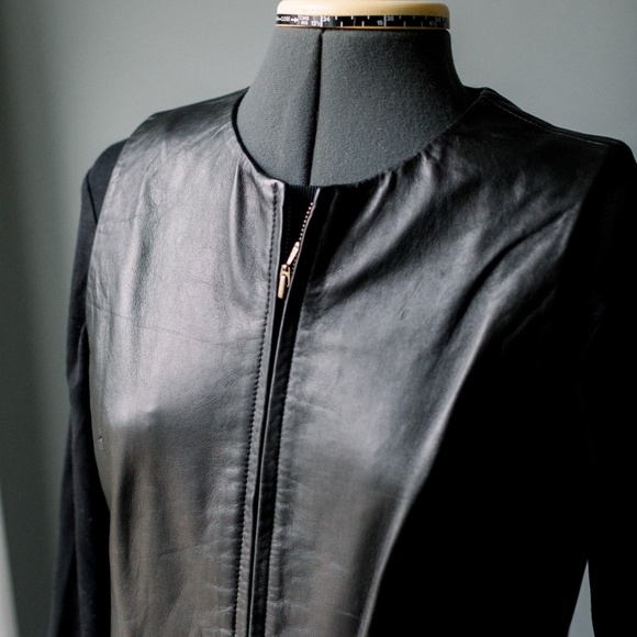 Vintage 90's Black Leather Moto Zip Up Vest - Women's Size Medium Petite - Picture 2 of 12